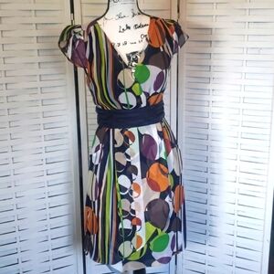 Moulinette Soeurs short sleeves fitted draped waist v-neck fully lined dress 0